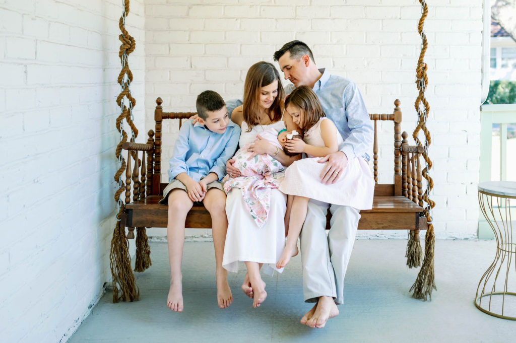 Fort Worth in home newborn session enjoying the outdoors
