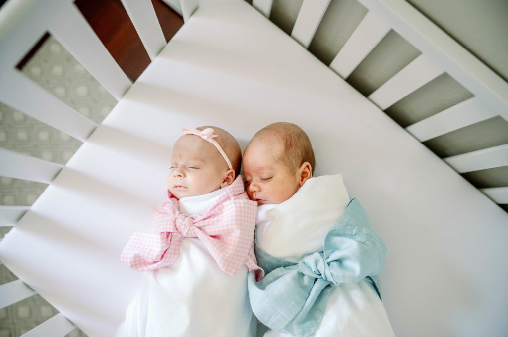 twin newborns during fort worth newborn sesssion