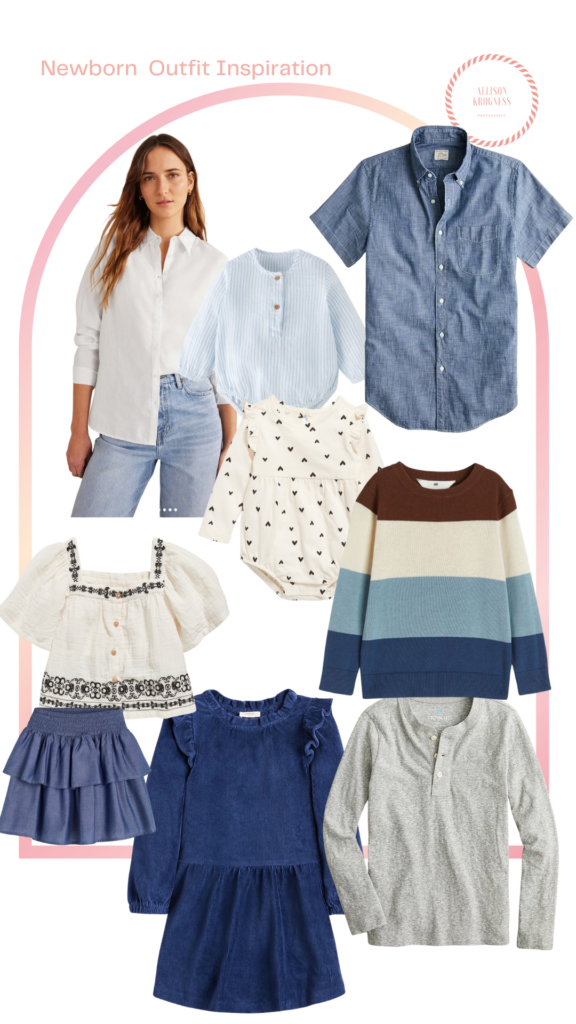 family outfit ideas for family photo session using textures and blue

