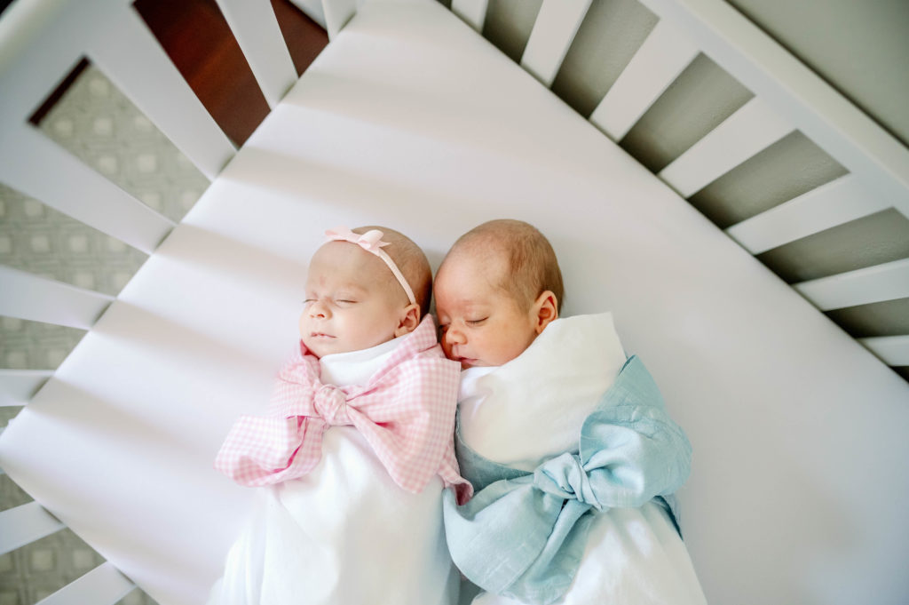twin newborns during fort worth newborn sesssion
