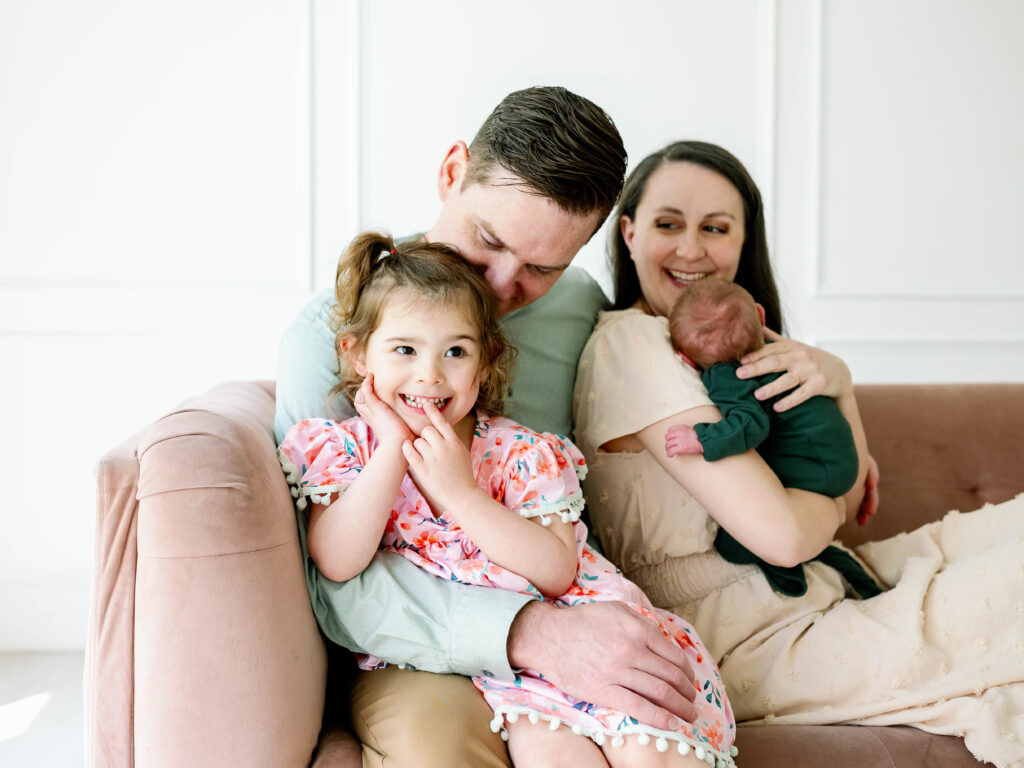 oldest child happy during newborn session