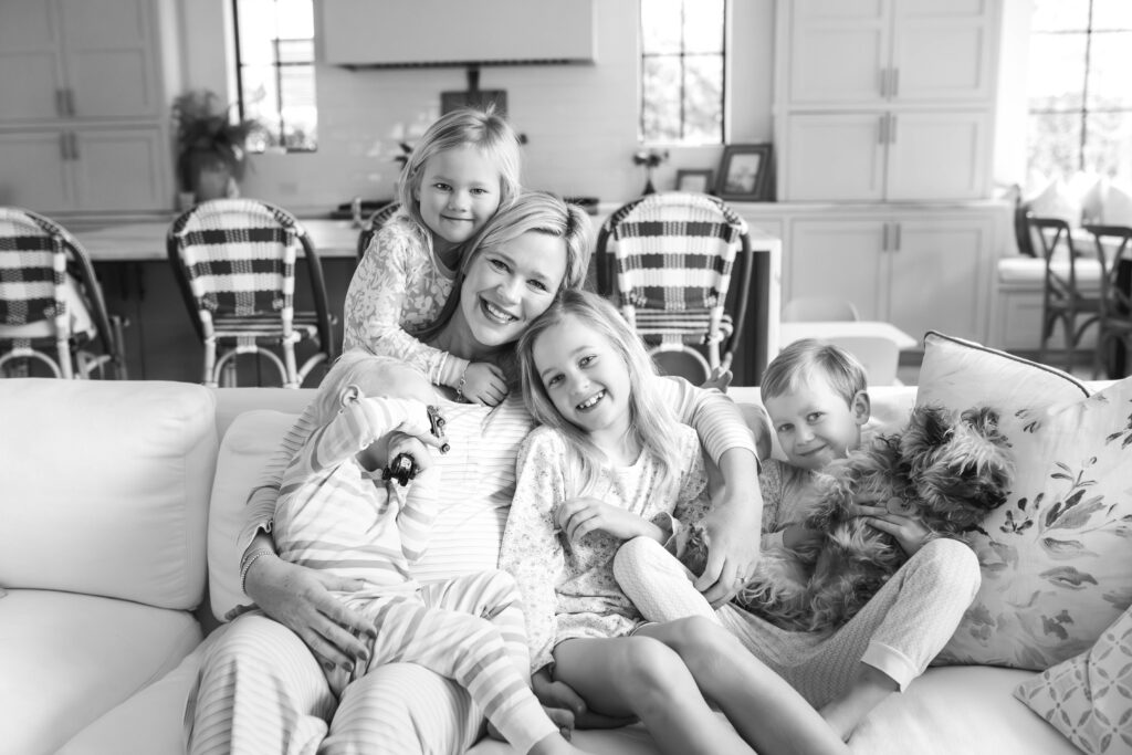 mom snuggled with kids for allison krogness photo
